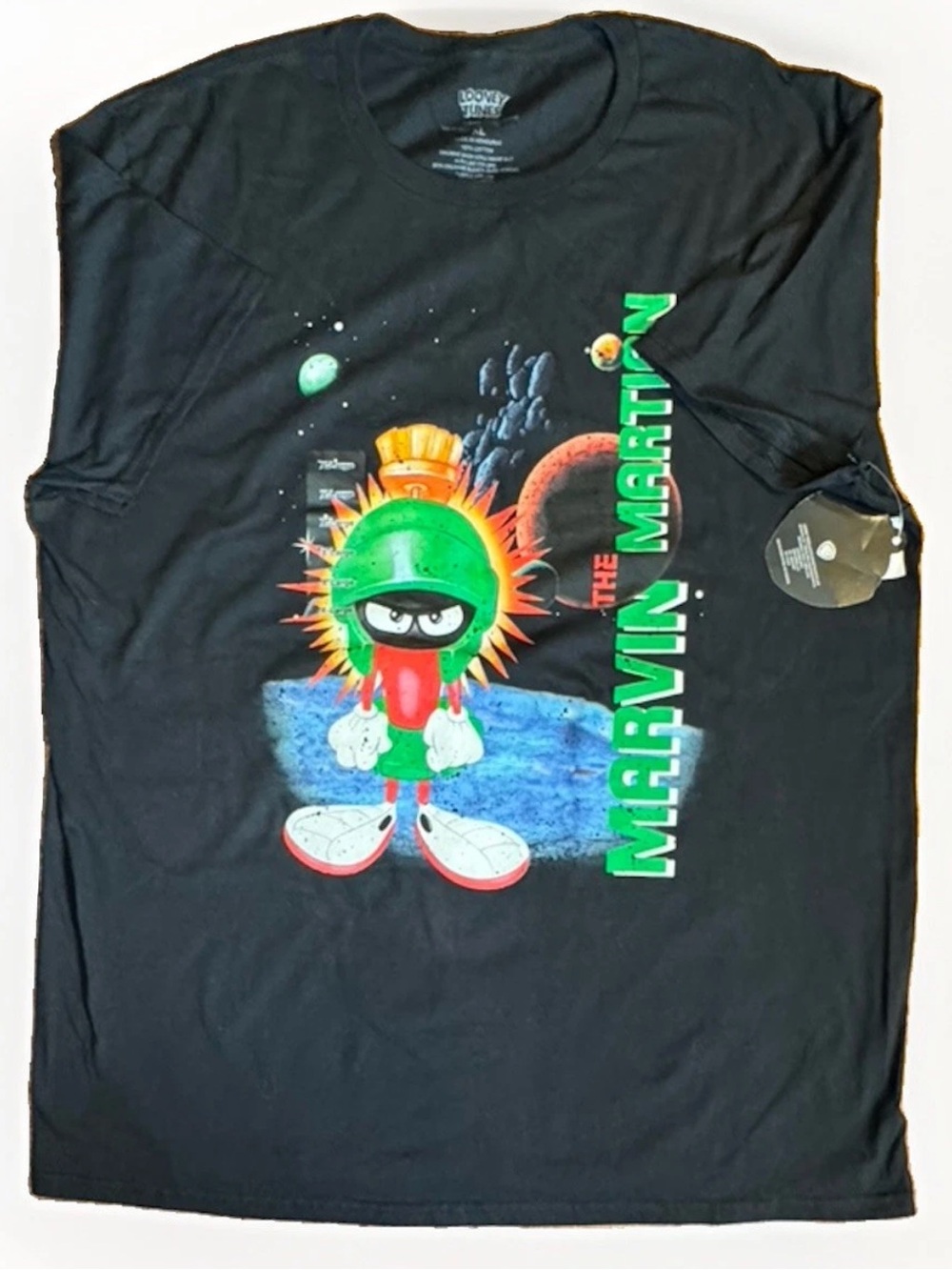 (XL) WARNER BROTHERS MARVIN THE MARTIAN VINTAGE Black T-shirt